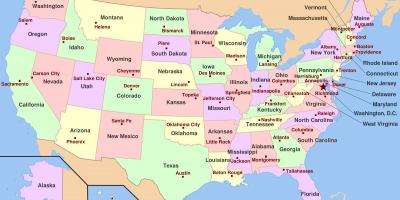 Karta över USA Stater och huvudstäder - USA Stater och huvudstäder