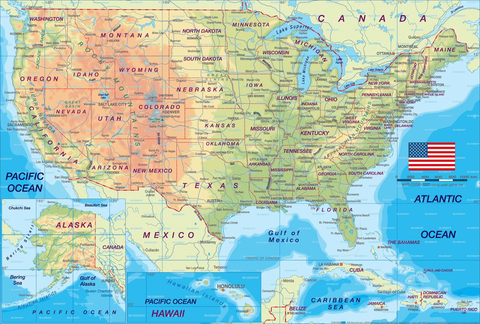 Karta över städer i USA USAkarta över städer