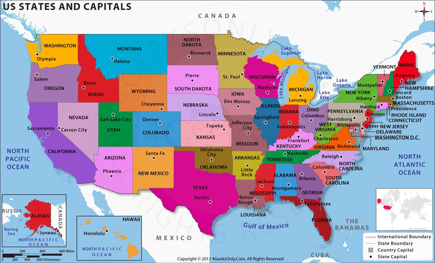 OSS karta med Stater - Karta över de Stater i USA (Nordamerika och nord