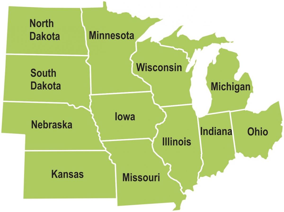 Midwest Usa Karta Amerikanska Mellanvästern Karta Nordamerika Och