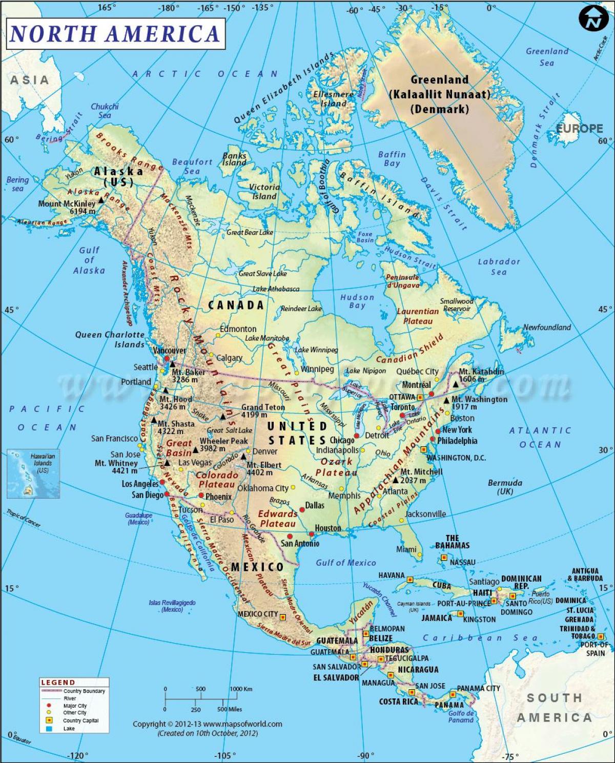 Nordamerika regionen karta - Nordamerikanska regioner karta