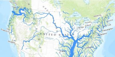 USA karta floder OSS karta över floder (Nordamerika och nord - och ...
